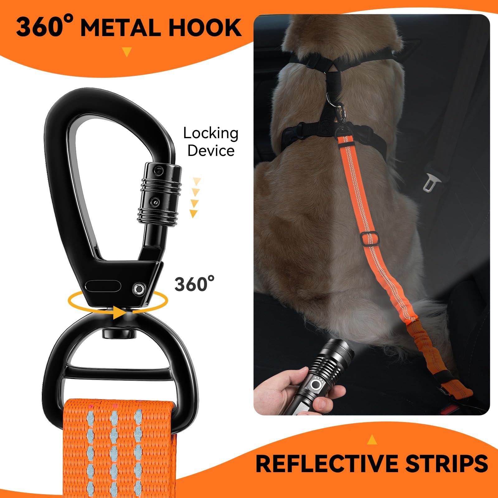 Pawaboo 2Pack Dog Seatbelt for Car, 3-in-1 Dog Car Seat Belt Seat