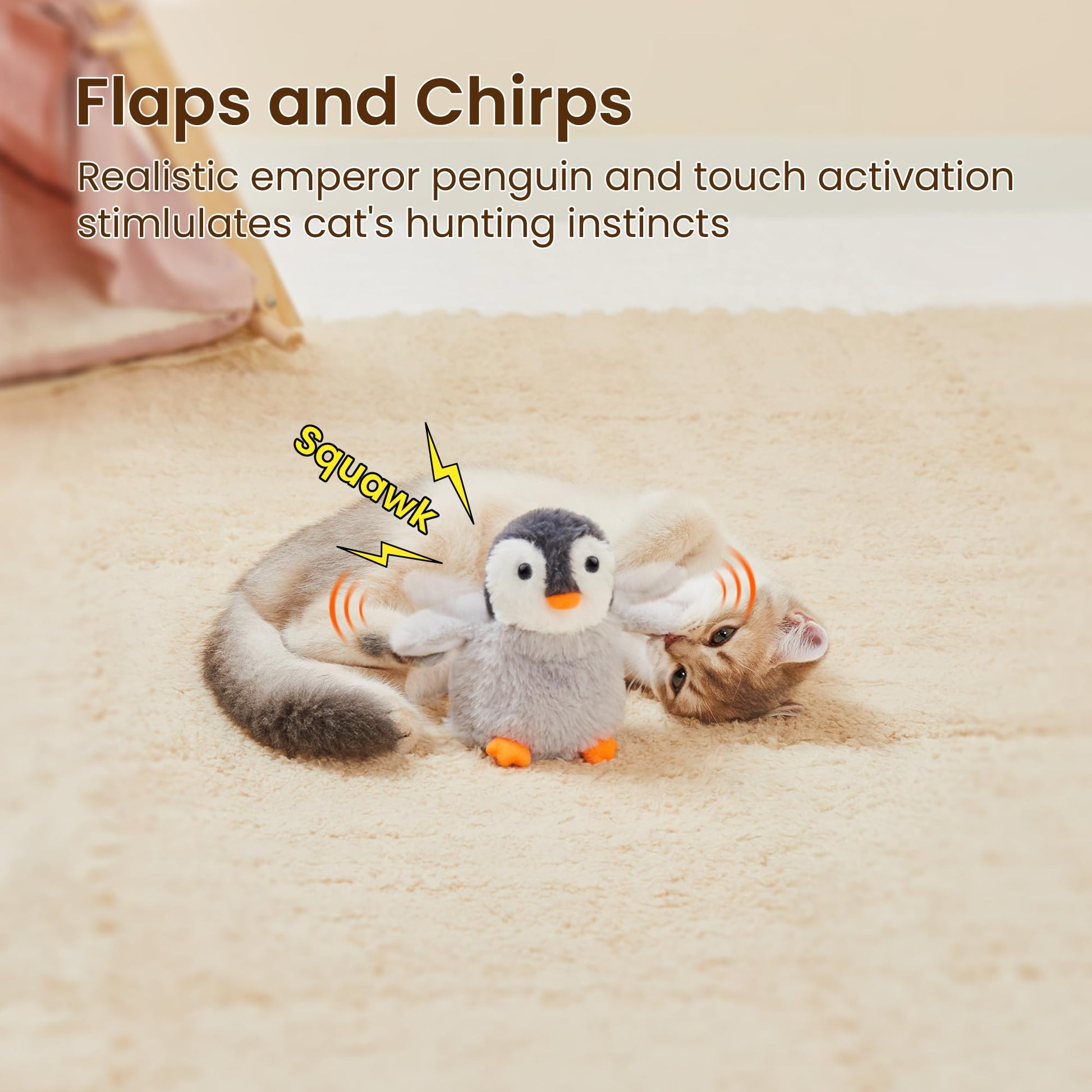 Potaroma Flapping Cat Toys Emperor Penguin, Rechargeable, Catnip