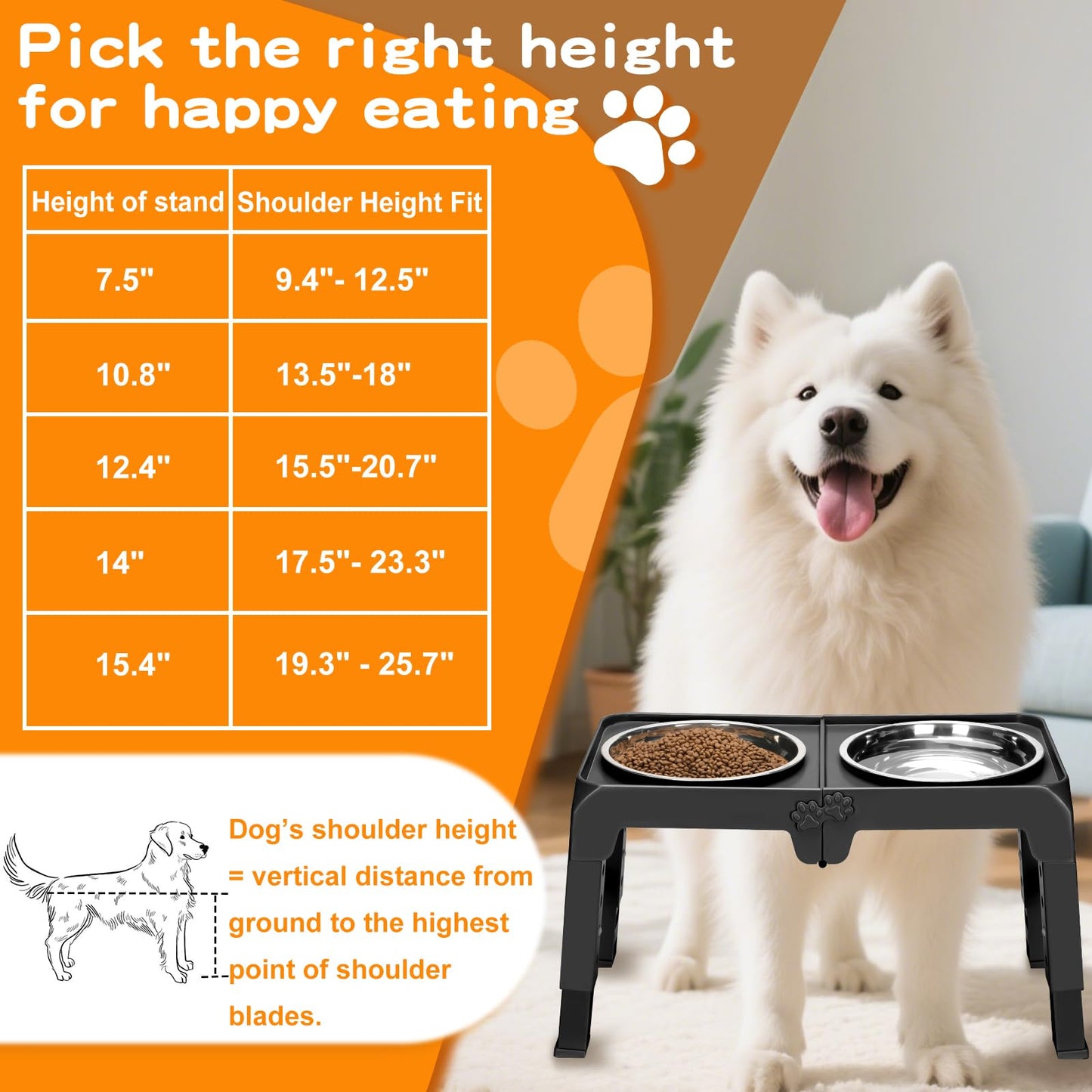 Elevated Dog Bowls for Large Dogs 5 Adjustable Heights Bowl