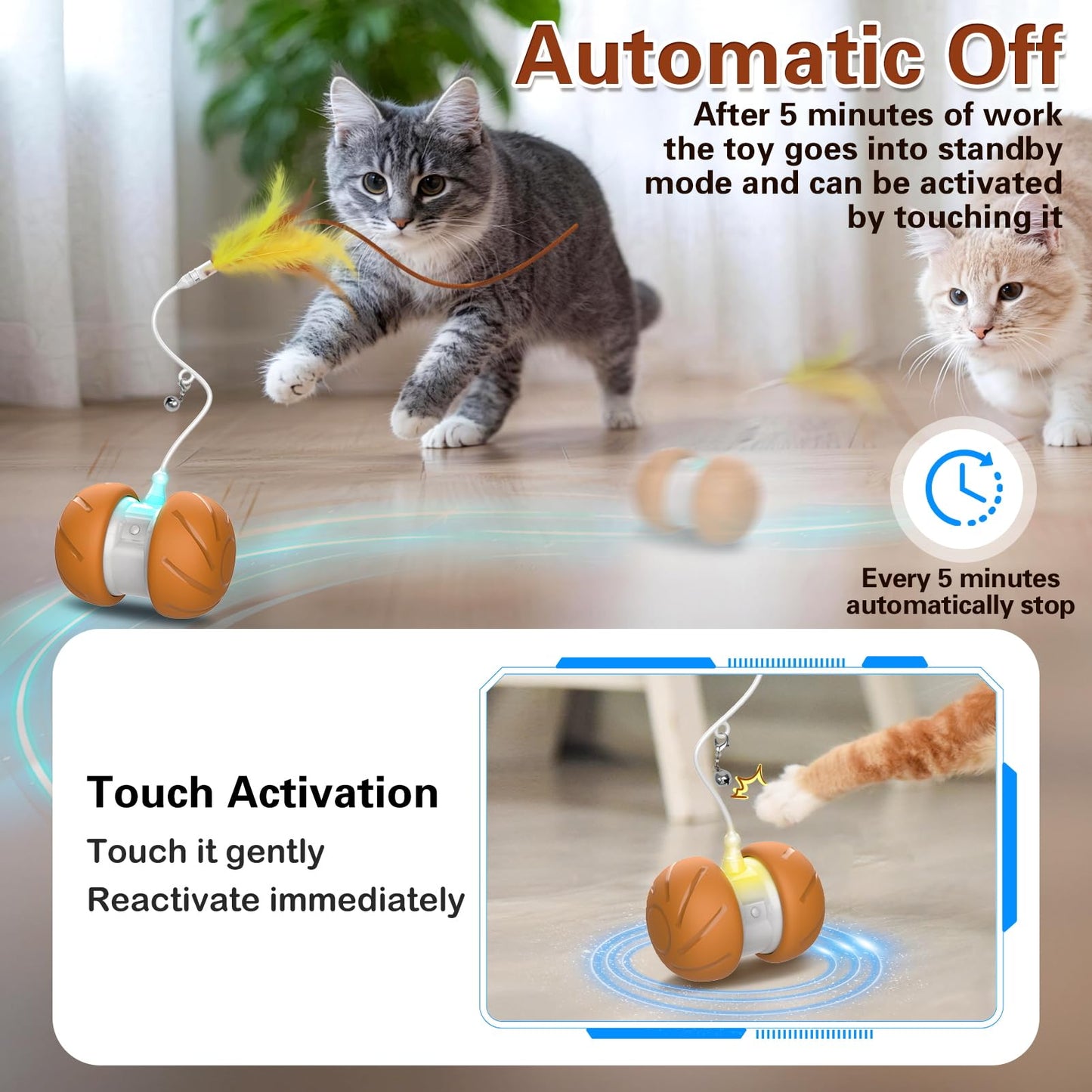 umosis Cat Toys for Bored Indoor Adult Cats,Interactive Flying Feather