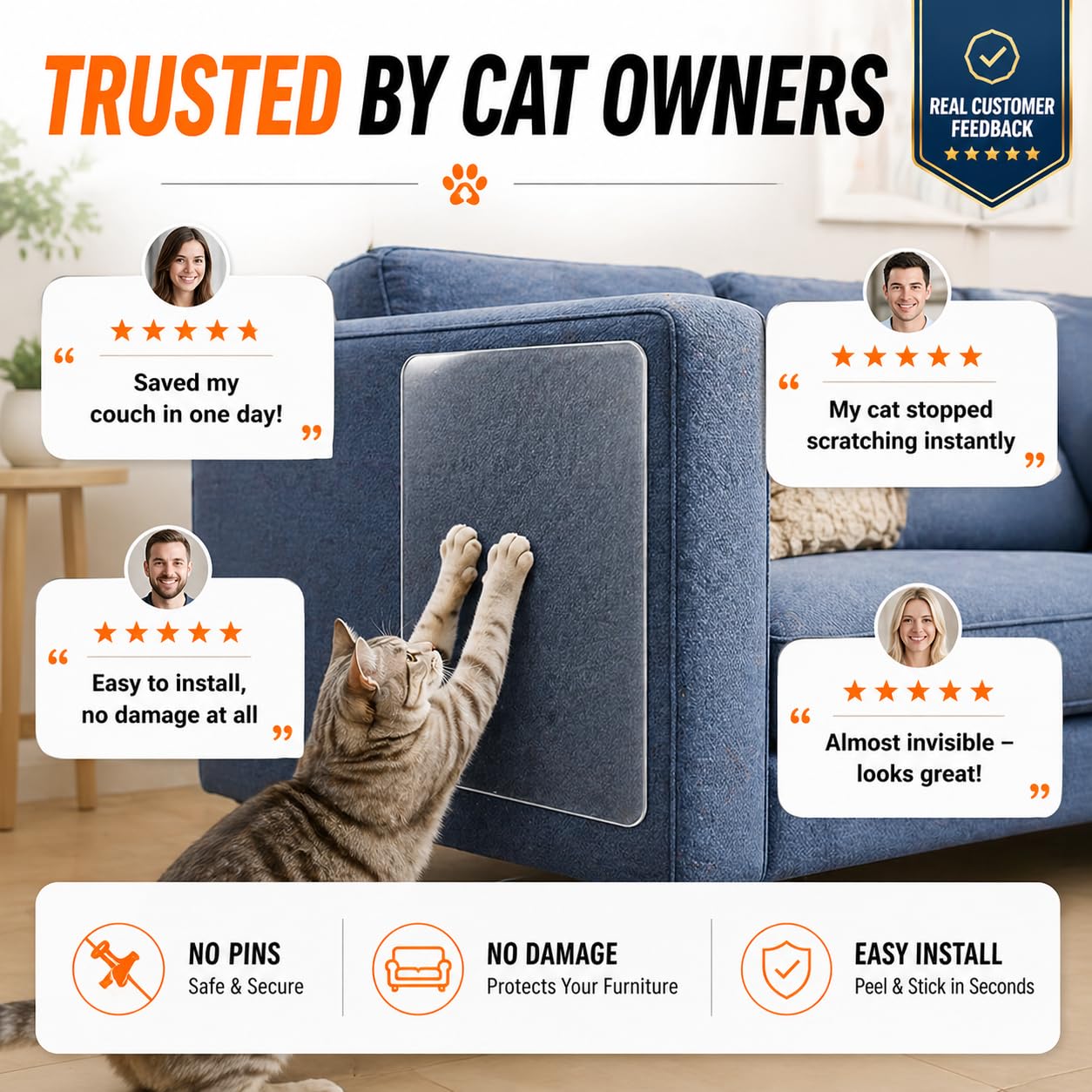 Cat Scratch Furniture Protector 12-Pack [Non-Reflective] Furniture