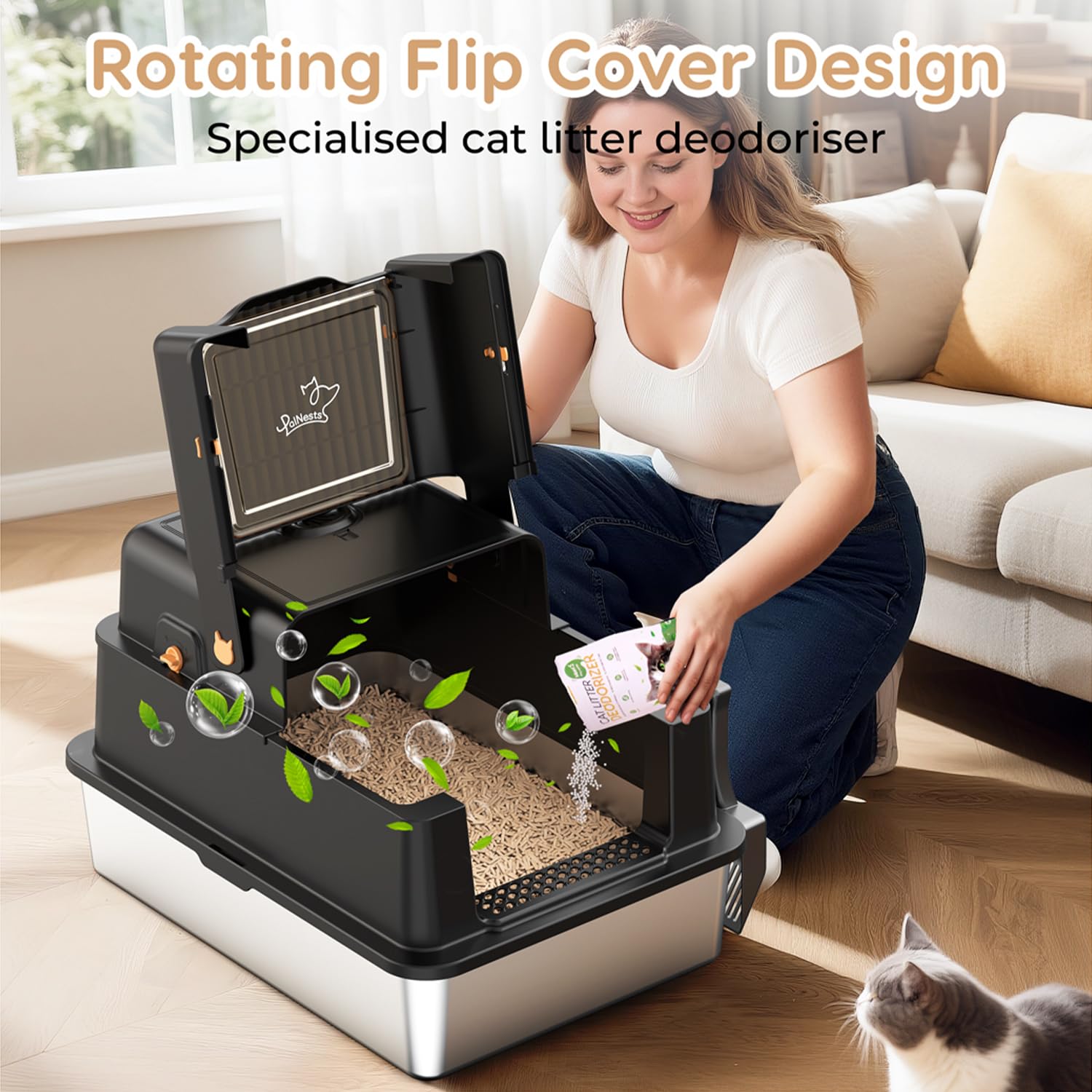 L8 Max-XXXL Stainless Steel Litter Box with Lid, 28" L x 20.5" W x Mat