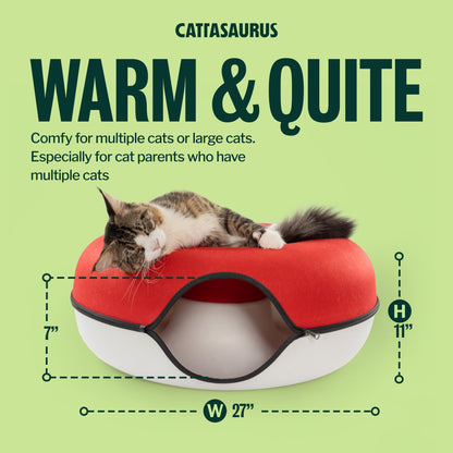 Cattasaurus Peekaboo Cat Cave, Extra Spacious for Multiple Bed