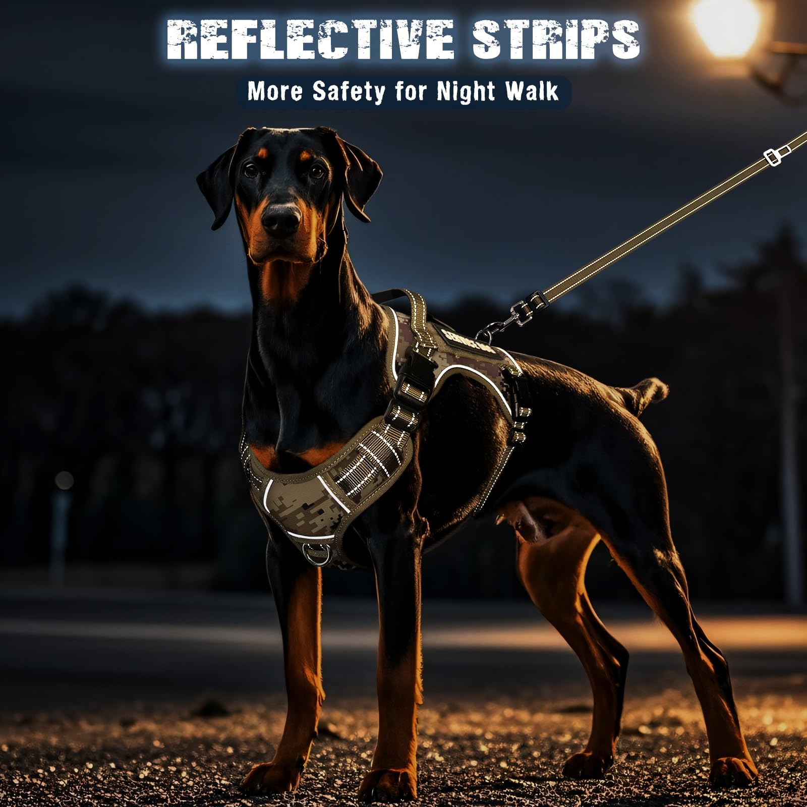 MOOGROU Tactical Dog Harness and Leash Set for Large Dogs,Heavy Set