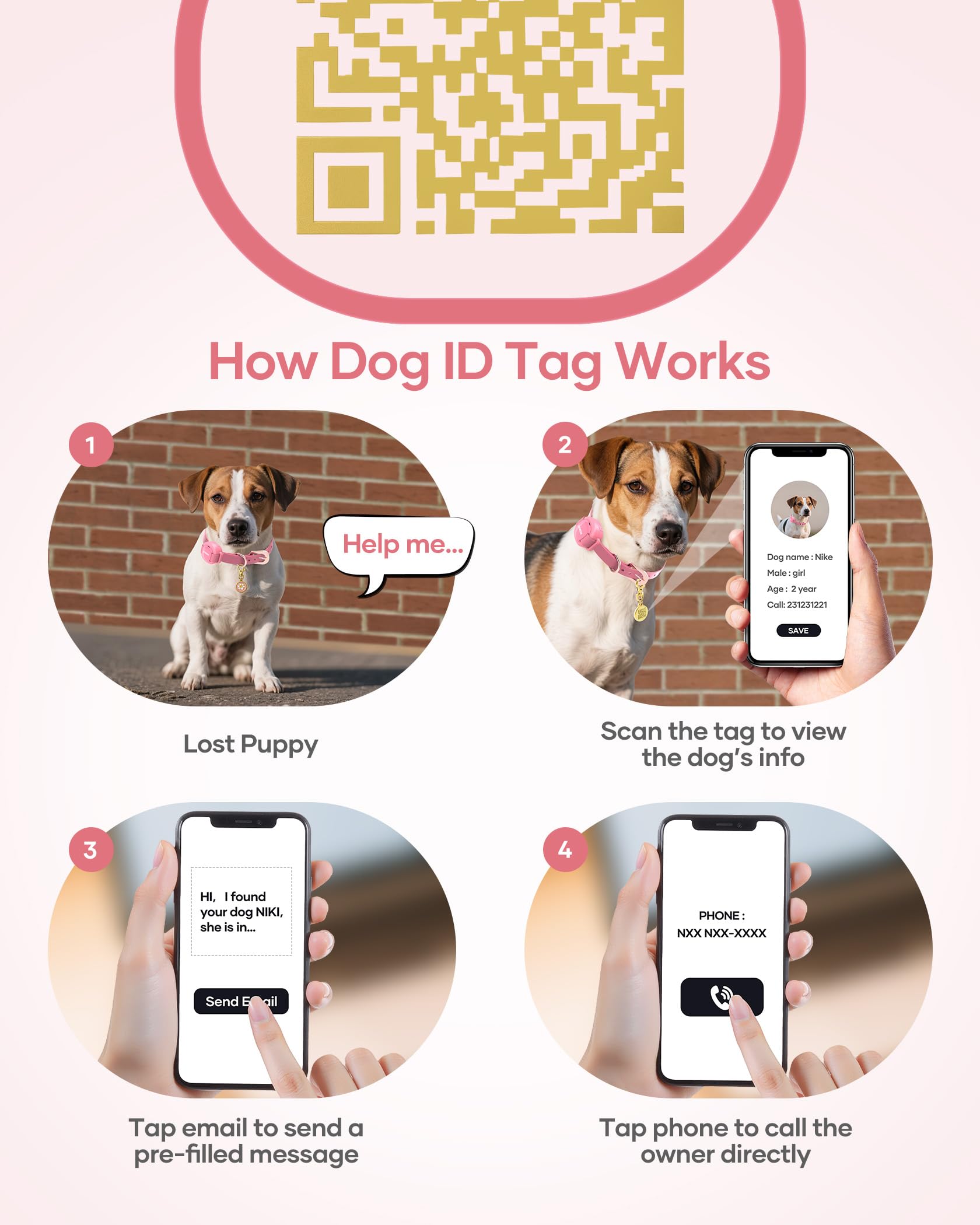 Jugbow 2-in-1 Pet ID Tag Shock Collar for Small Dogs Dog Collar