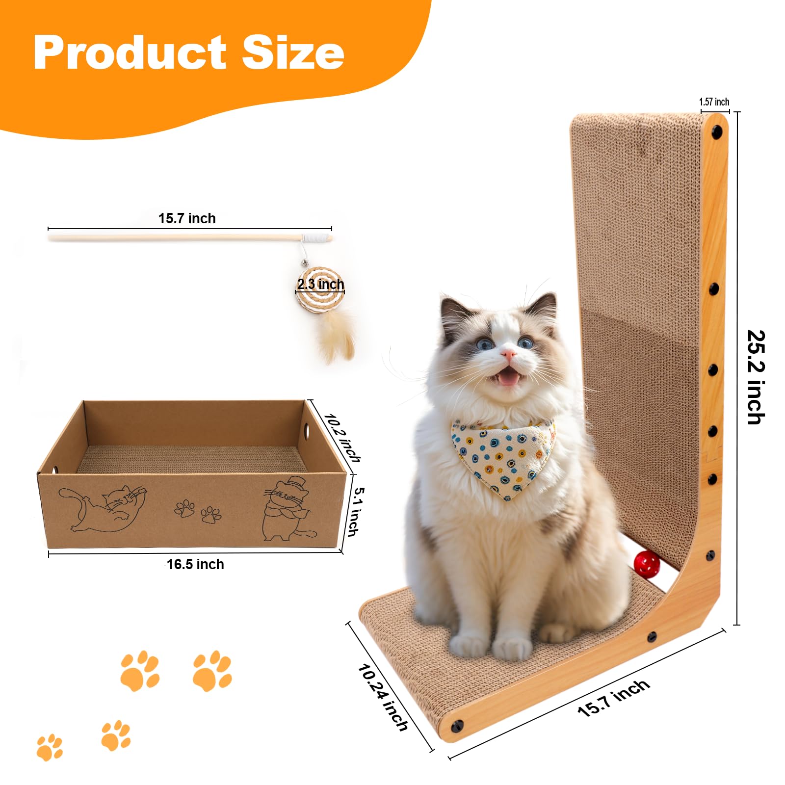 Goosheep L-Shaped Cat Scratcher 2-in1 Scratching Board for Posts