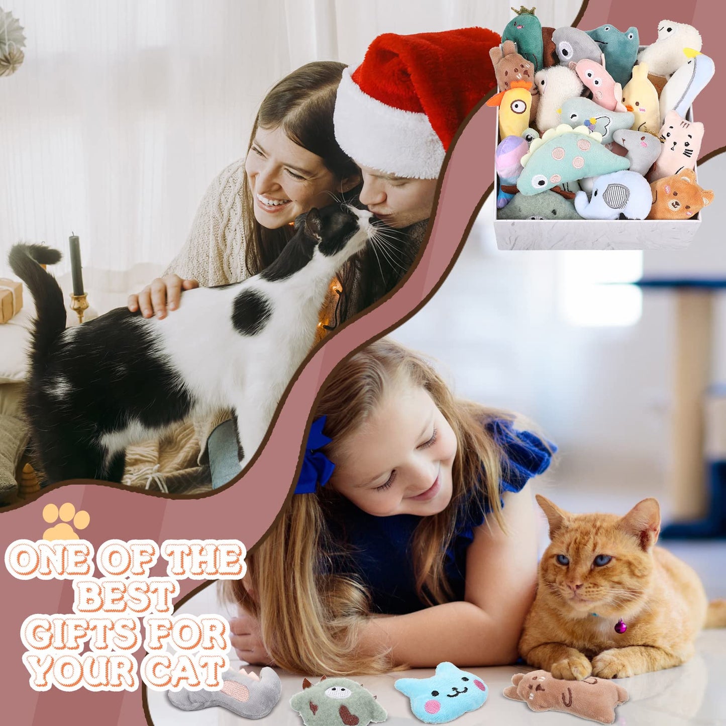 Sratte 25 Pcs Catnip Cat Chew Toy Interactive Catnip Filled Catnip
