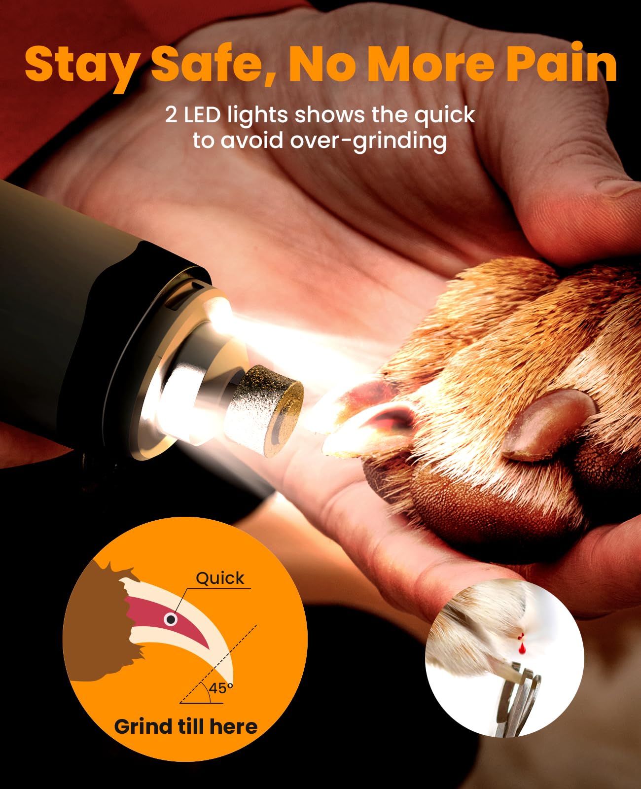 oneisall Dog Nail Grinder and Paw Trimmer Kit 1 Quiet Trimmer
