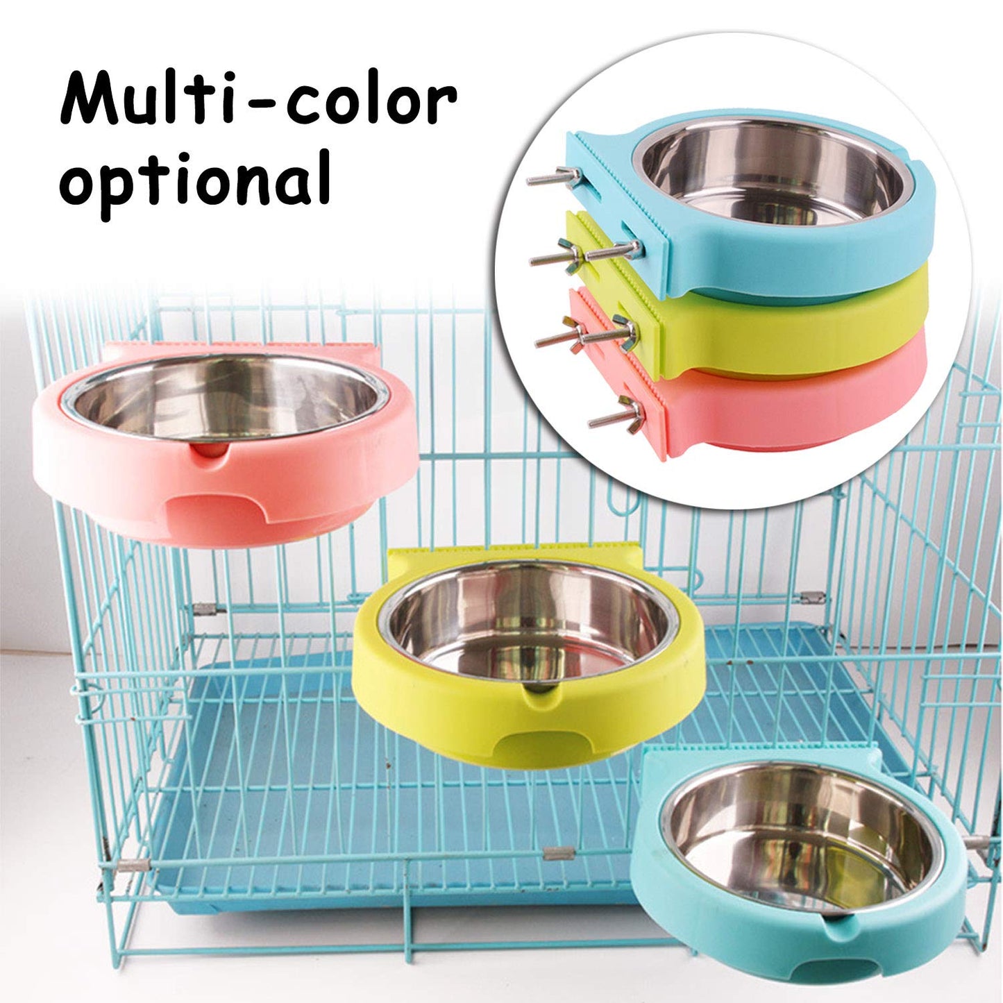 Crate Dog Bowl Removable Stainless Steel Water Food Feeder Bowls Cage