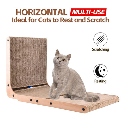 AUSCAT L-Shape Cardboard Cat Scratcher, Vertical Cardboard Balls