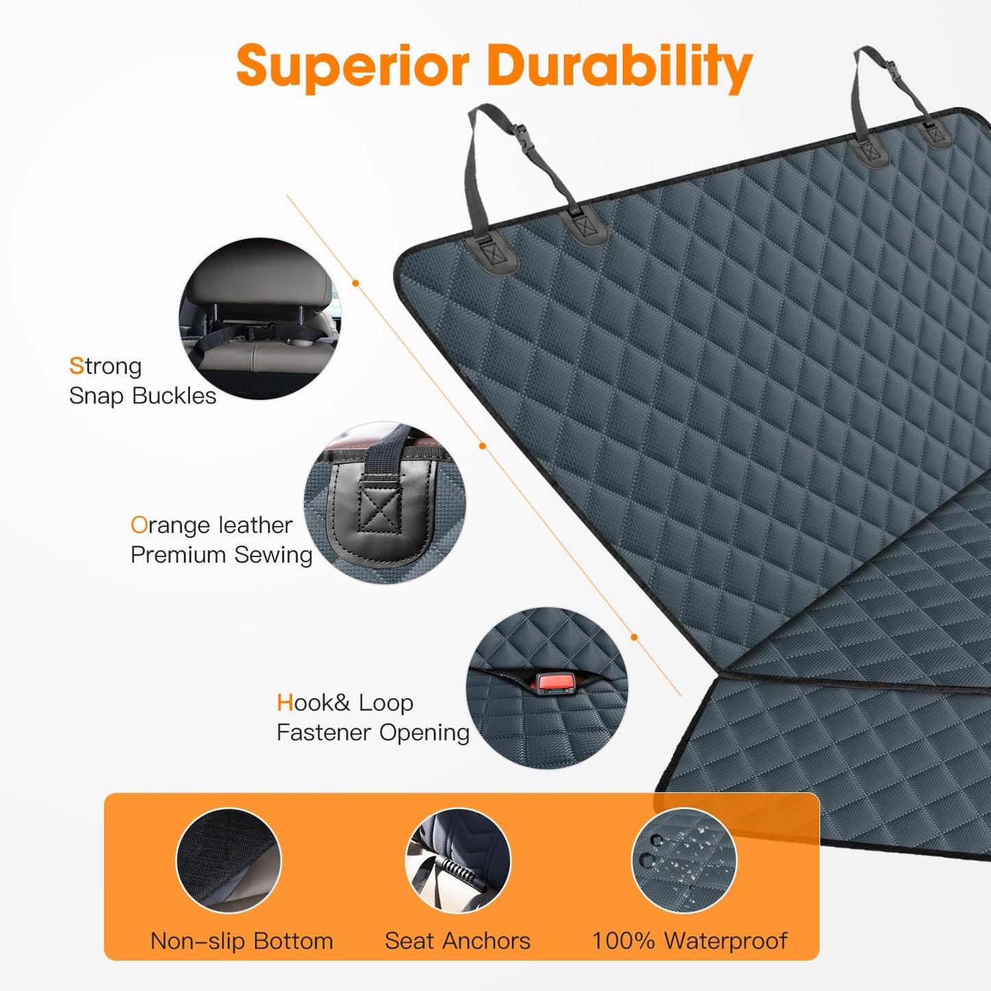MIXJOY Dog Car Cover for Back Seat Cover Protector Waterproof Dog Seat