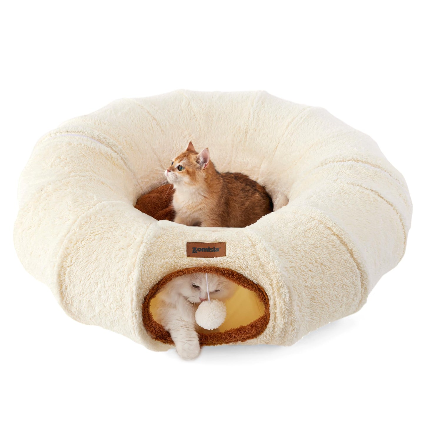 ZOMISIA Cat Tunnel Bed for Indoor Cats, Cute Cat Donut Toy Tunnel