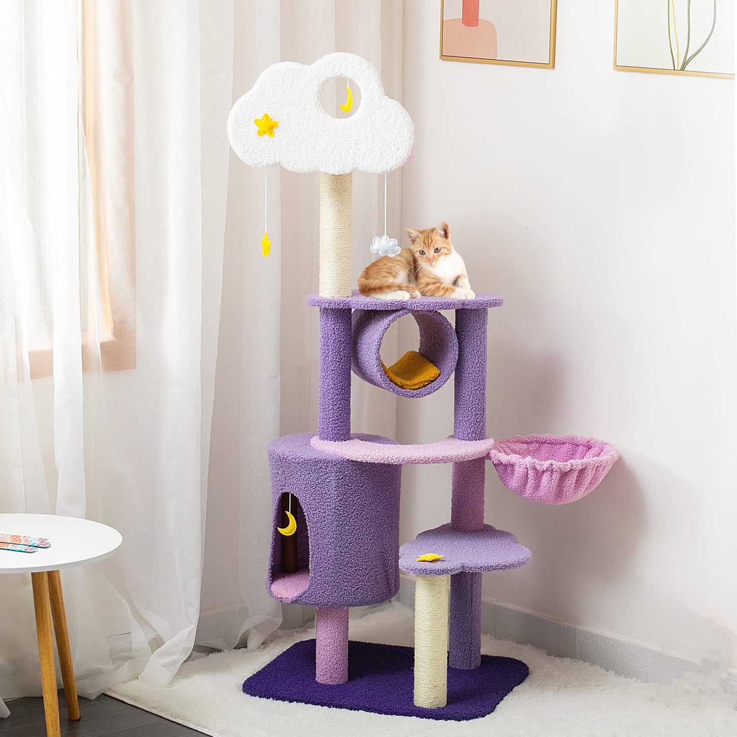 Lucky Monet Cat Tree for Indoor Cats, Multi-Level Cat Tower Ball