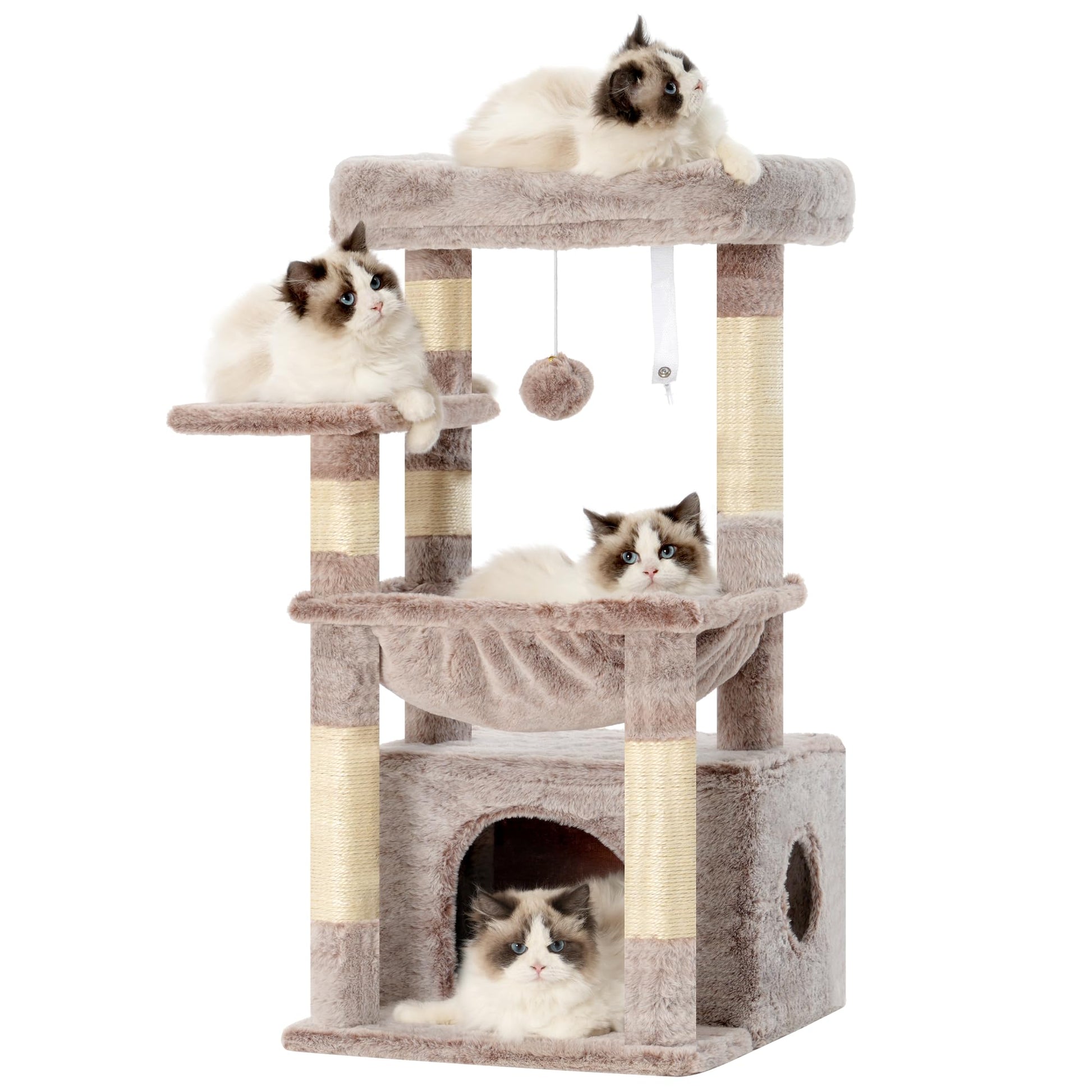 Heybly Cat Tree, Kitten Tower with Large Soft Cat Basket, Cat Condo