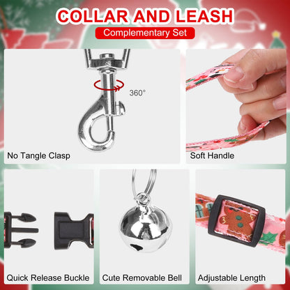 EXPAWLORER Christmas Puppy Harness Dog Collar and Leash Soft Collar