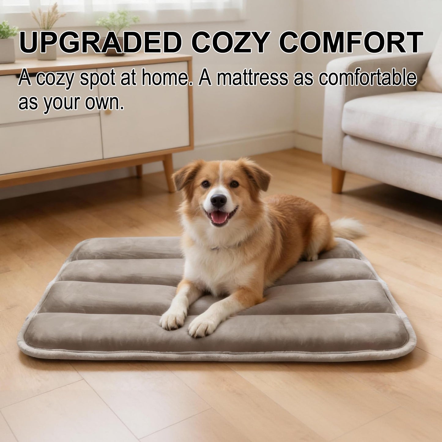 pobopobo Dog Crate Pad, Ultra Soft Anti-Slip Kennel Mat, Secure Bed