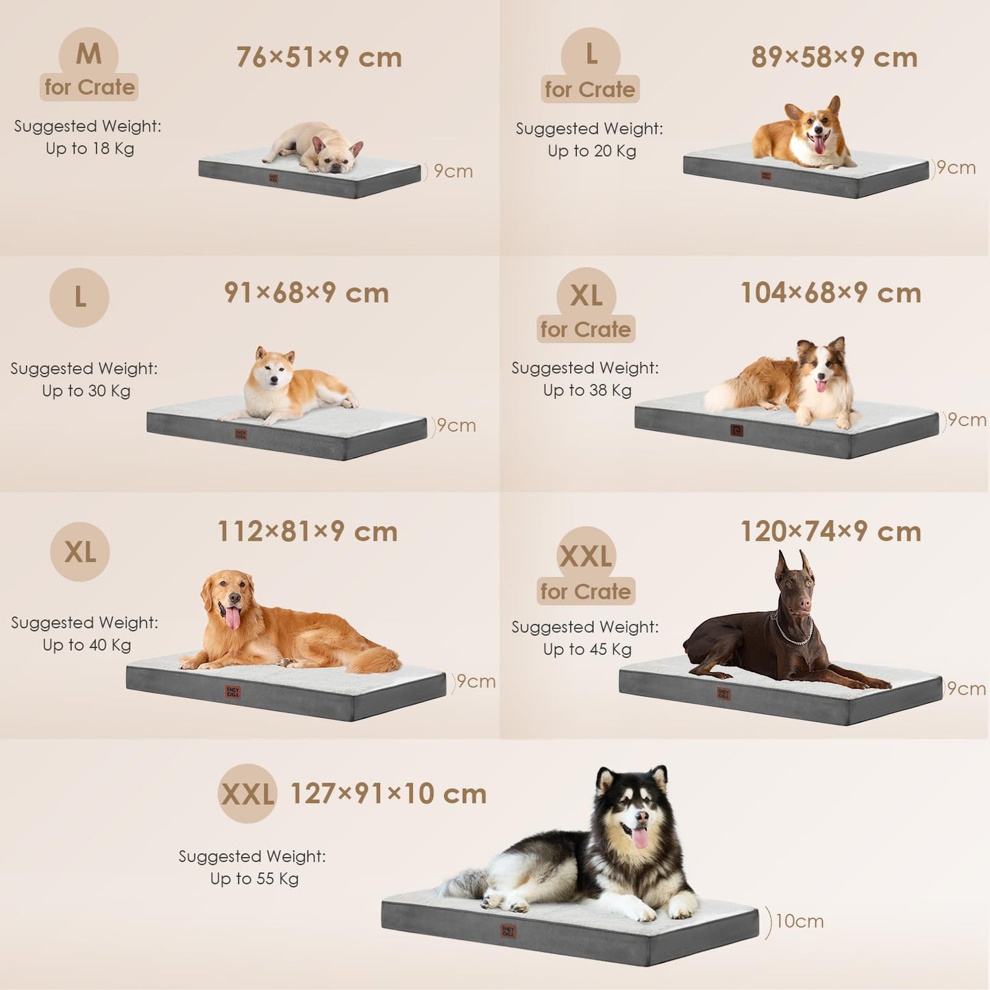EHEYCIGA Orthopedic Dog Beds, Egg Crate Dog Bed Pet Mat with Bed