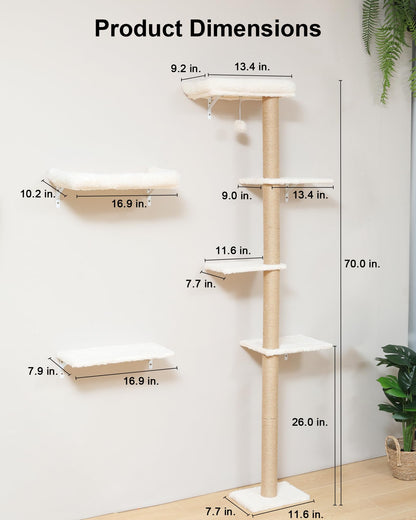 FUKUMARU Cat Wall Shelves Set, Stable Wall Mounted Tree, Cushion