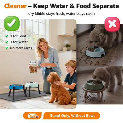 LOOBANI Raised Dog Bowl Stand: Adjustable Width Elevated Dog Bowl