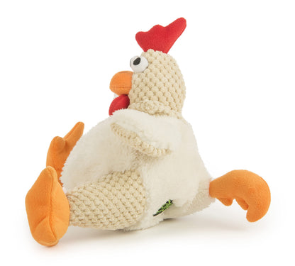 goDog Checkers Fat Rooster Squeaky Plush Dog Toy, Chew Guard Plush