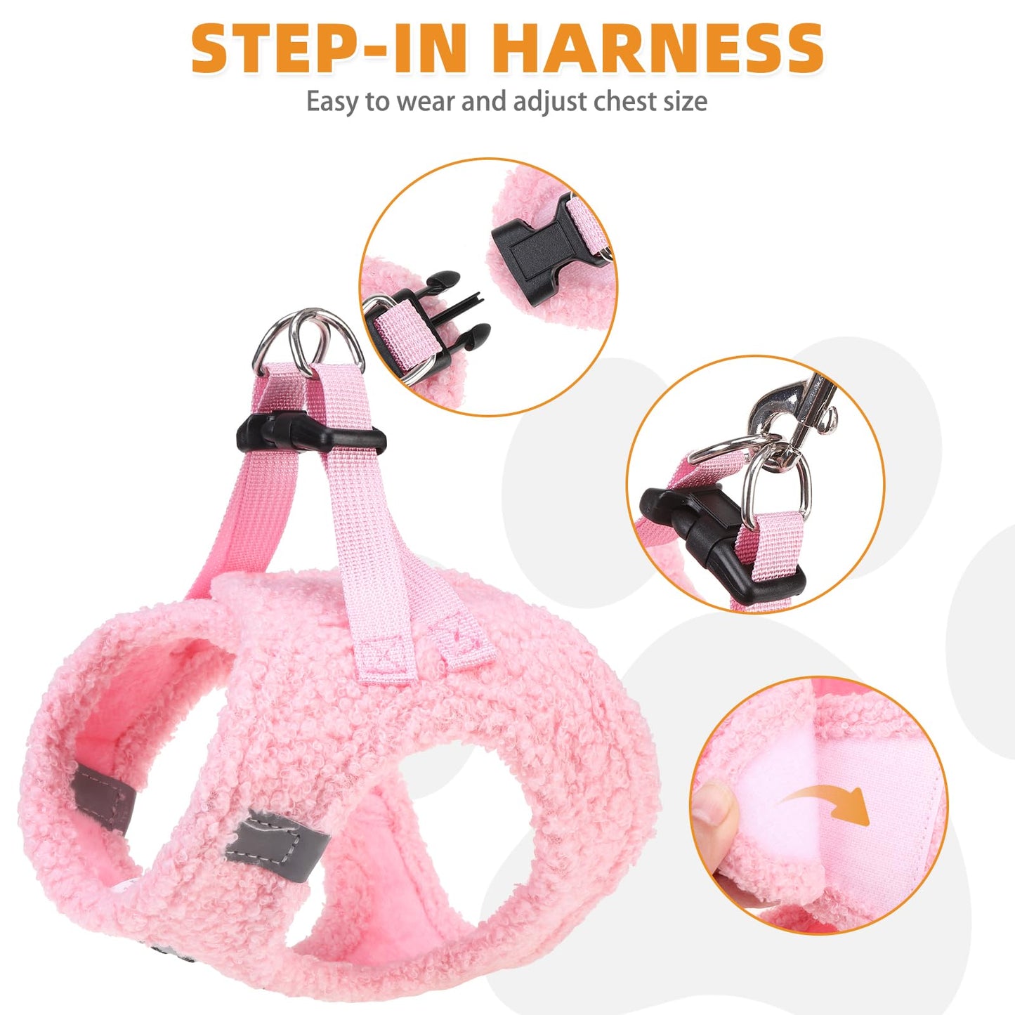 KOOLTAIL Plush Small Dog Harness and Leash Set, Warm Fleece No Set