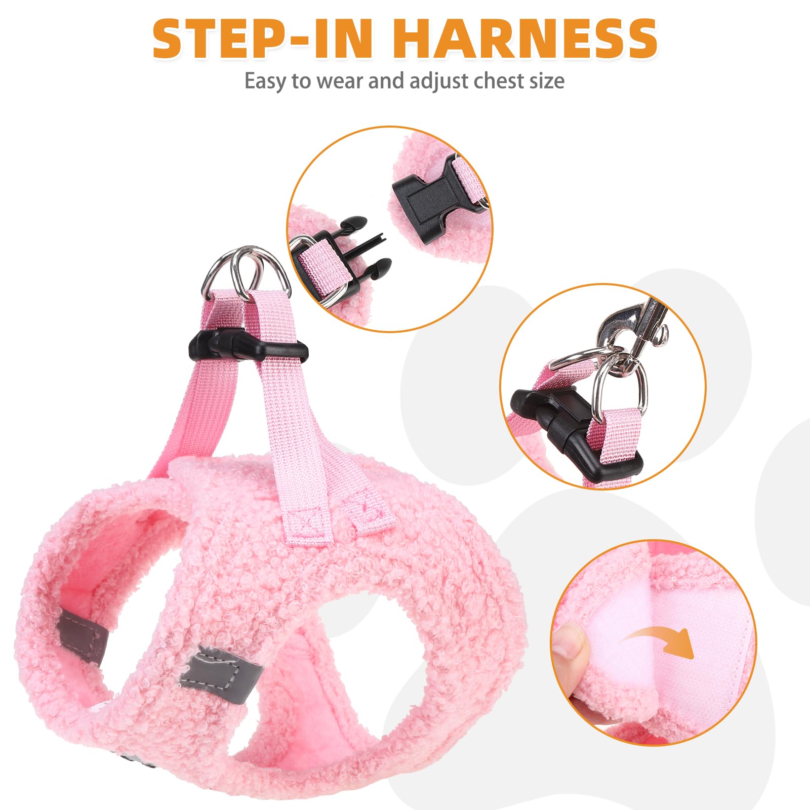 KOOLTAIL Plush Small Dog Harness and Leash Set, Warm Fleece No Set
