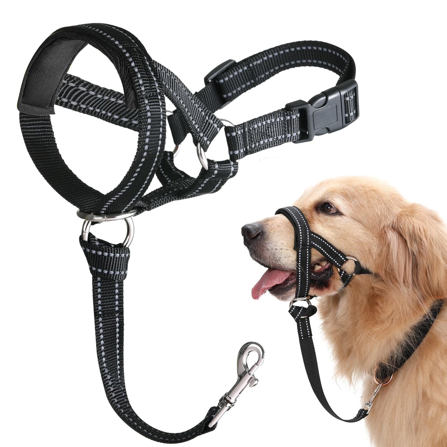 BARKLESS Dog Head Collar, No Pull Head Halter with Soft Padding Collar