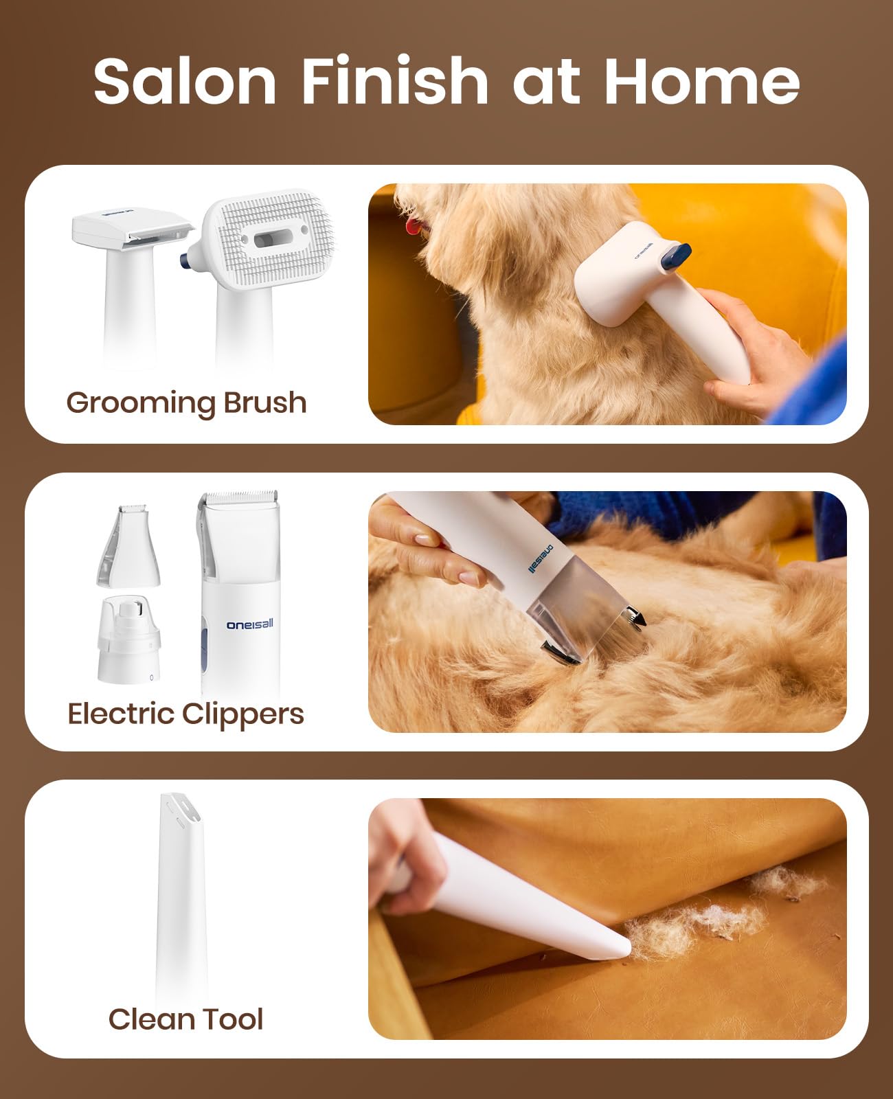 oneisall Dog Grooming Vacuum, 15000Pa Pet Vacuum Kit Shedding Trimmer