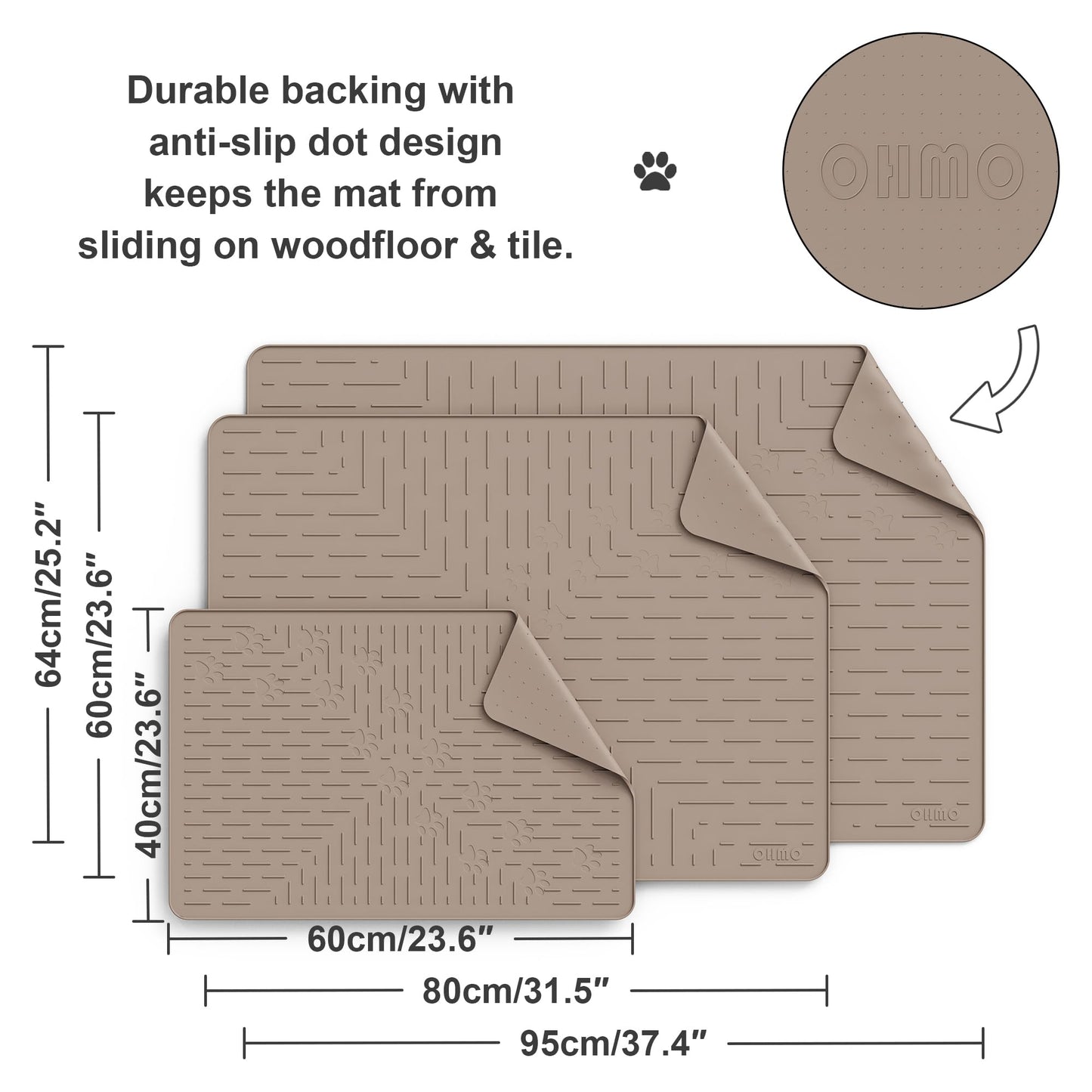 OHMO Cat Litter Mat XXL Trapping Mat Silicone Rubber 37.5x25.2 Mat
