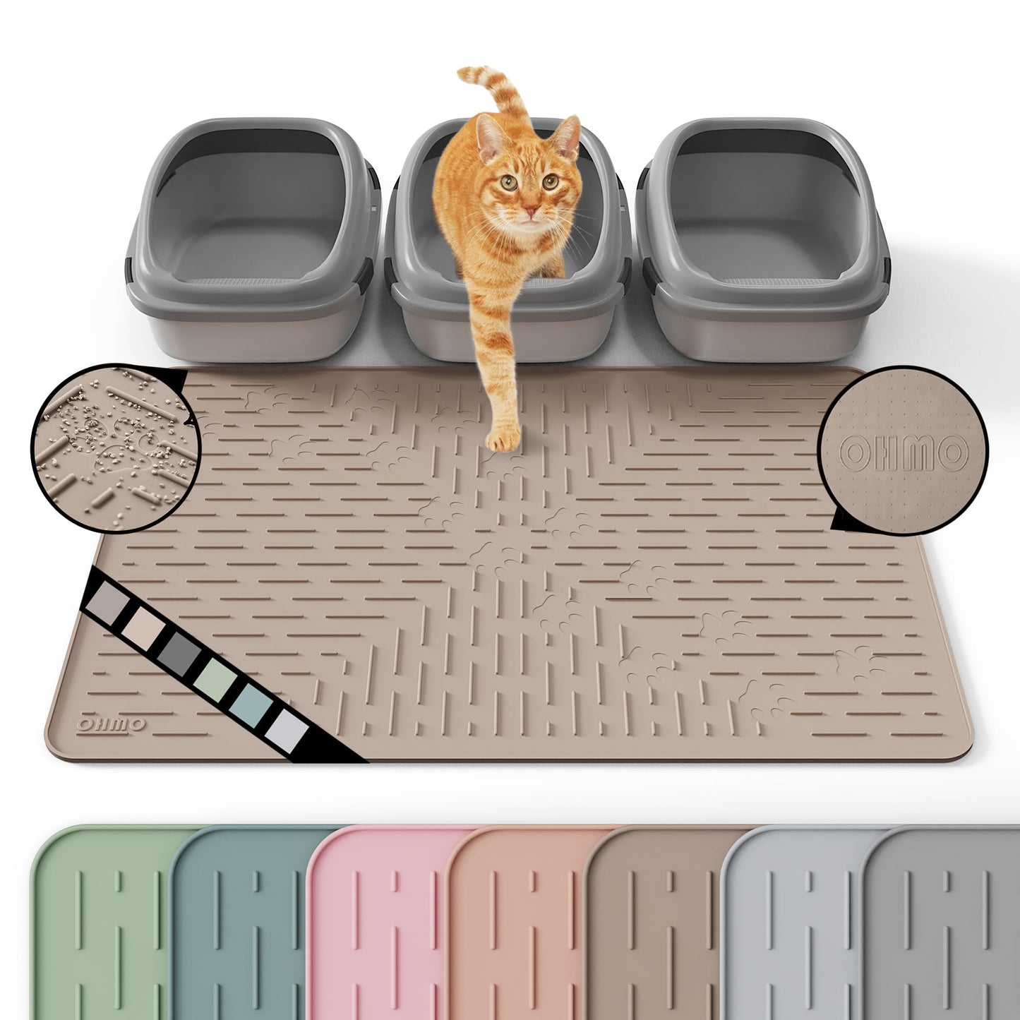 OHMO Cat Litter Mat XXL Trapping Mat Silicone Rubber 37.5x25.2 Mat