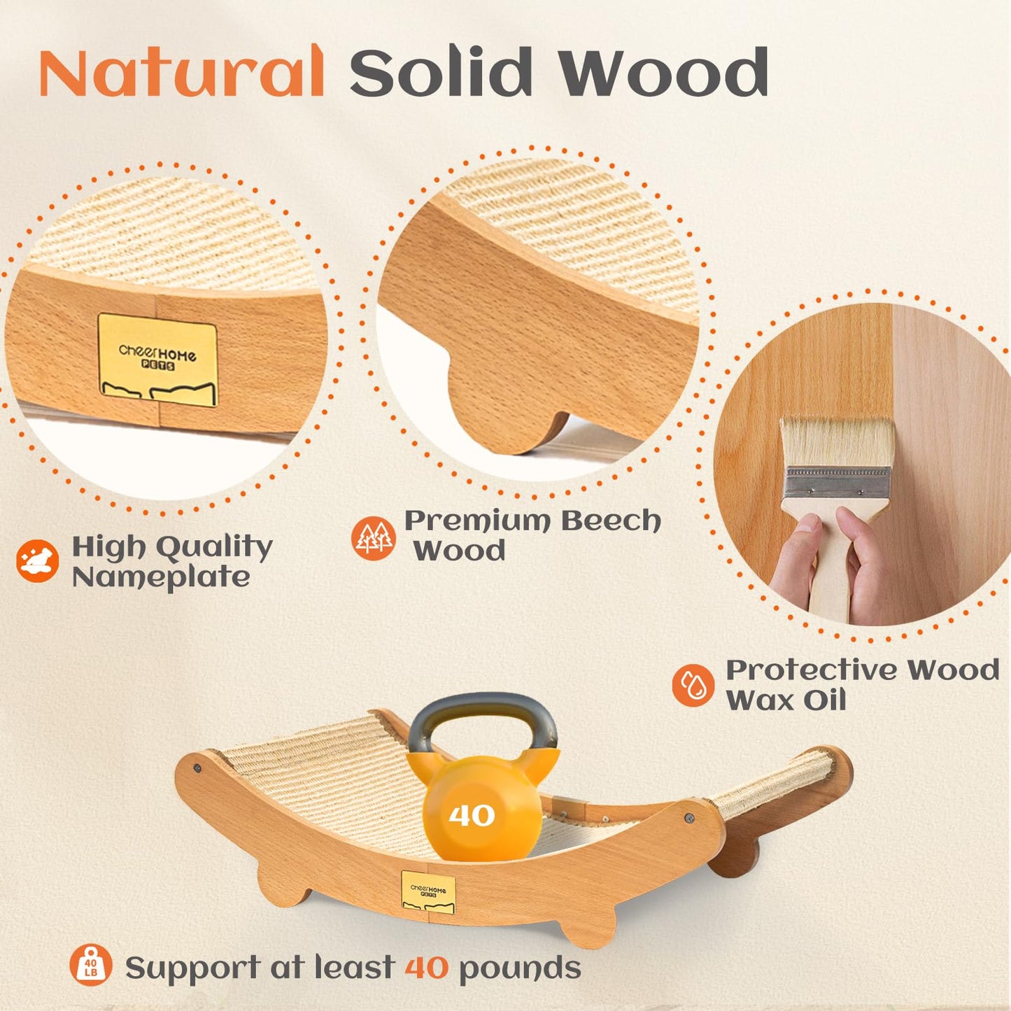 CHEERHOME PETS Sisal Cat Scratcher Bed for Indoor Cats Hammock Pad