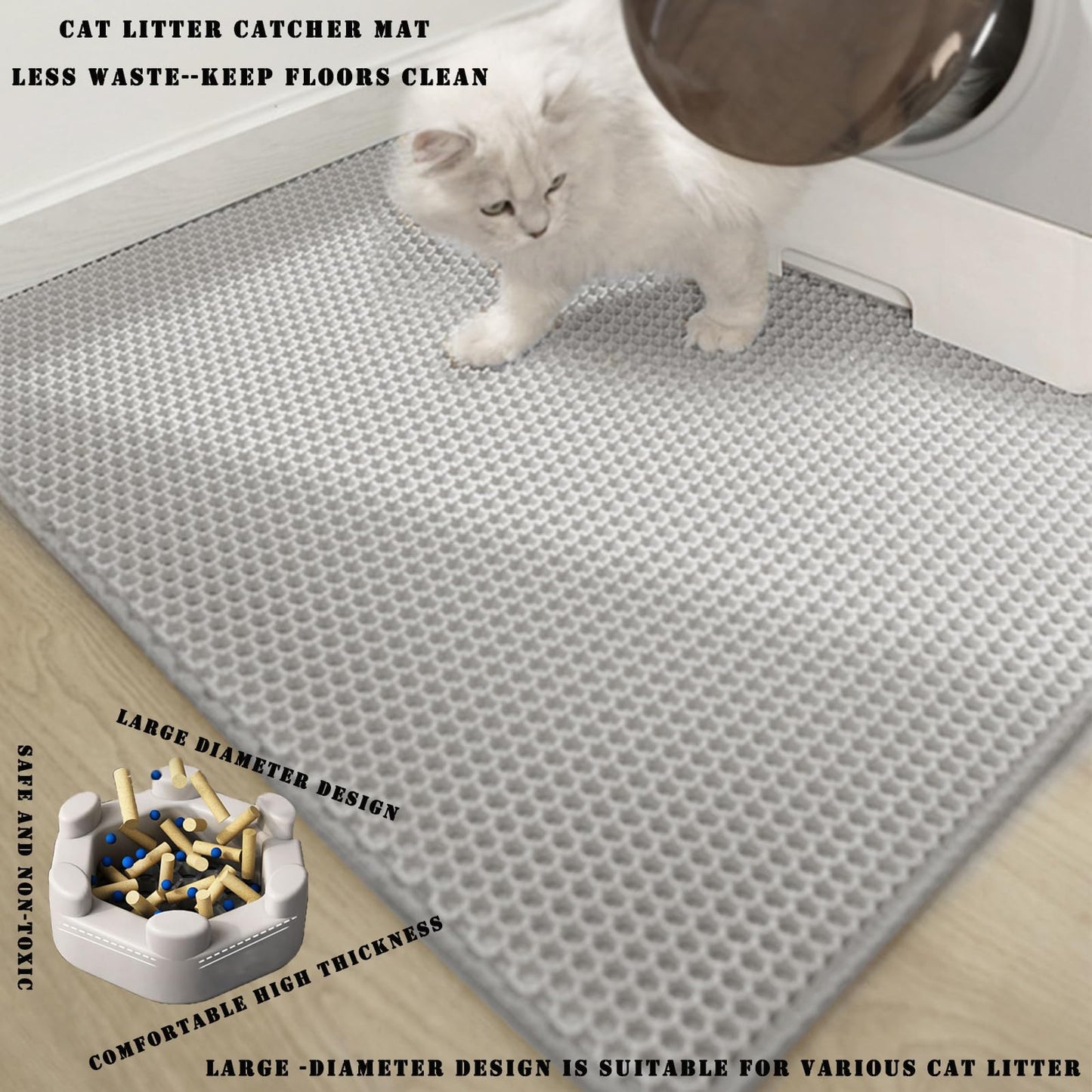 HCY&WLD Cat Litter Mat, 45x26/35x24/30x22/ Double Layer Cat Litter Box