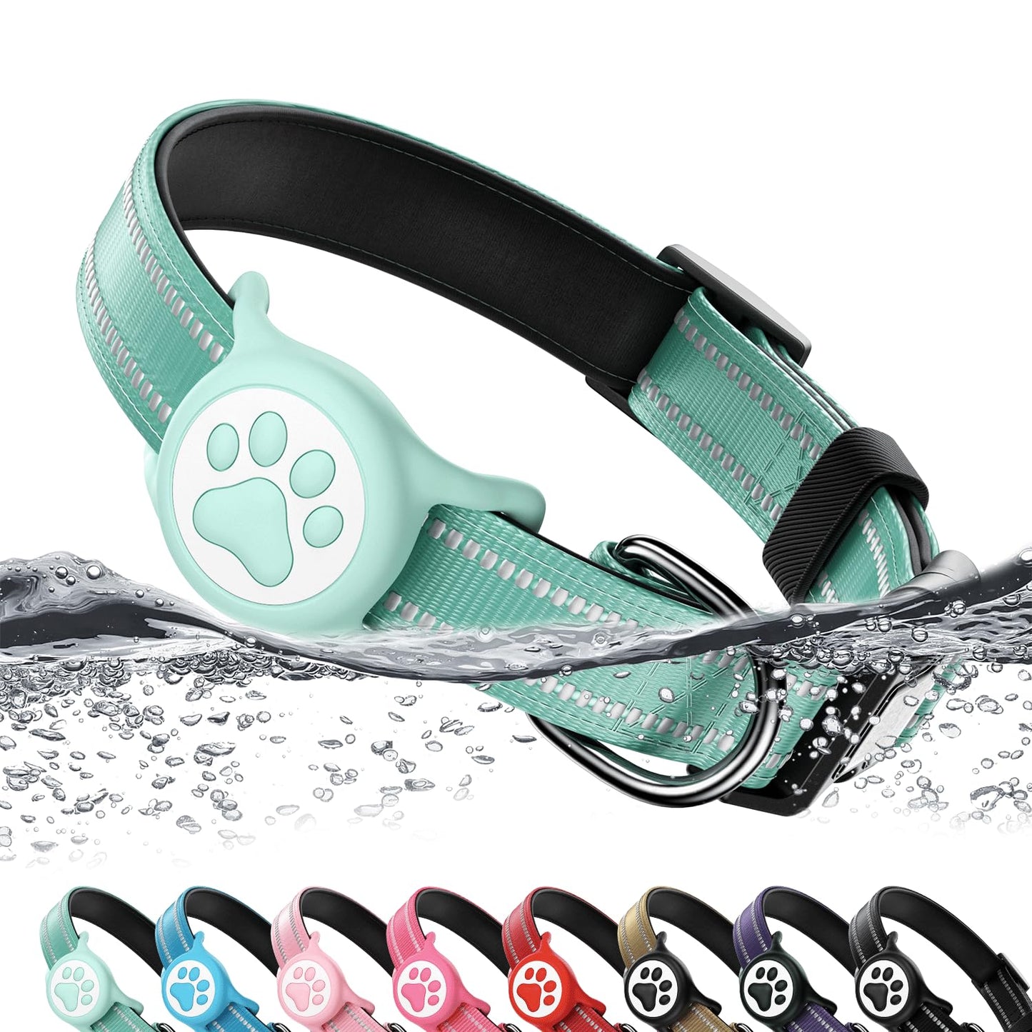 Apple Tag Holder Dog Collar, Reflective Ultra-Durable Nylon Collar