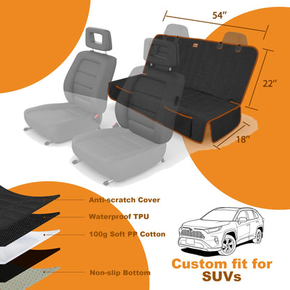 Reliadura Dog Seat Cover for Back Seat Waterproof Bench Seat Seat