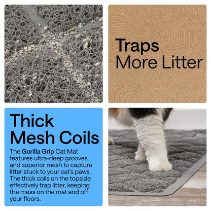 GORILLA GRIP Cat Litter Box Mat, Cushioned Coil Mesh Litter Mat