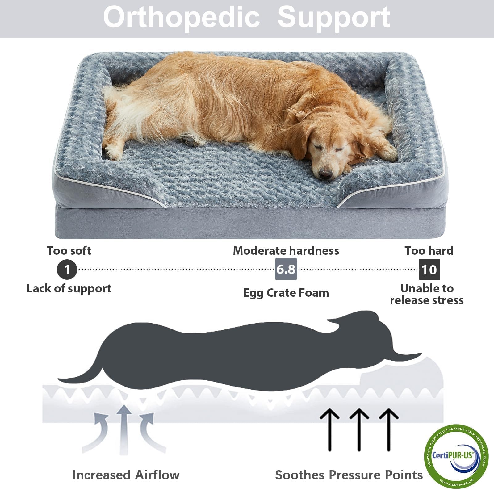 WNPETHOME Dog Beds for Large Sized Dogs, Washable Orthopedic Dog Couch