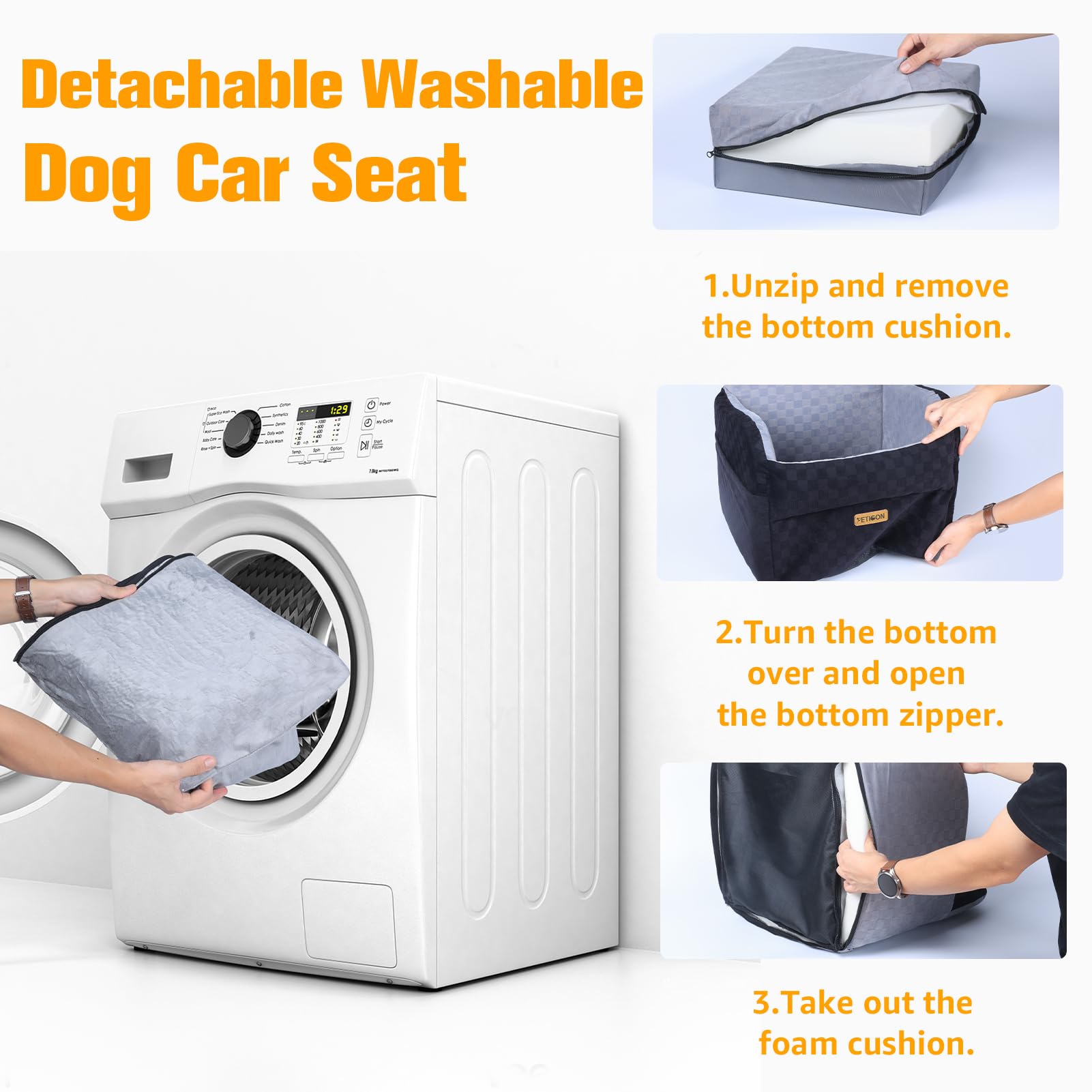 PETICON Waterproof Dog Car Seat for Small Medium Dogs, Memory Seat
