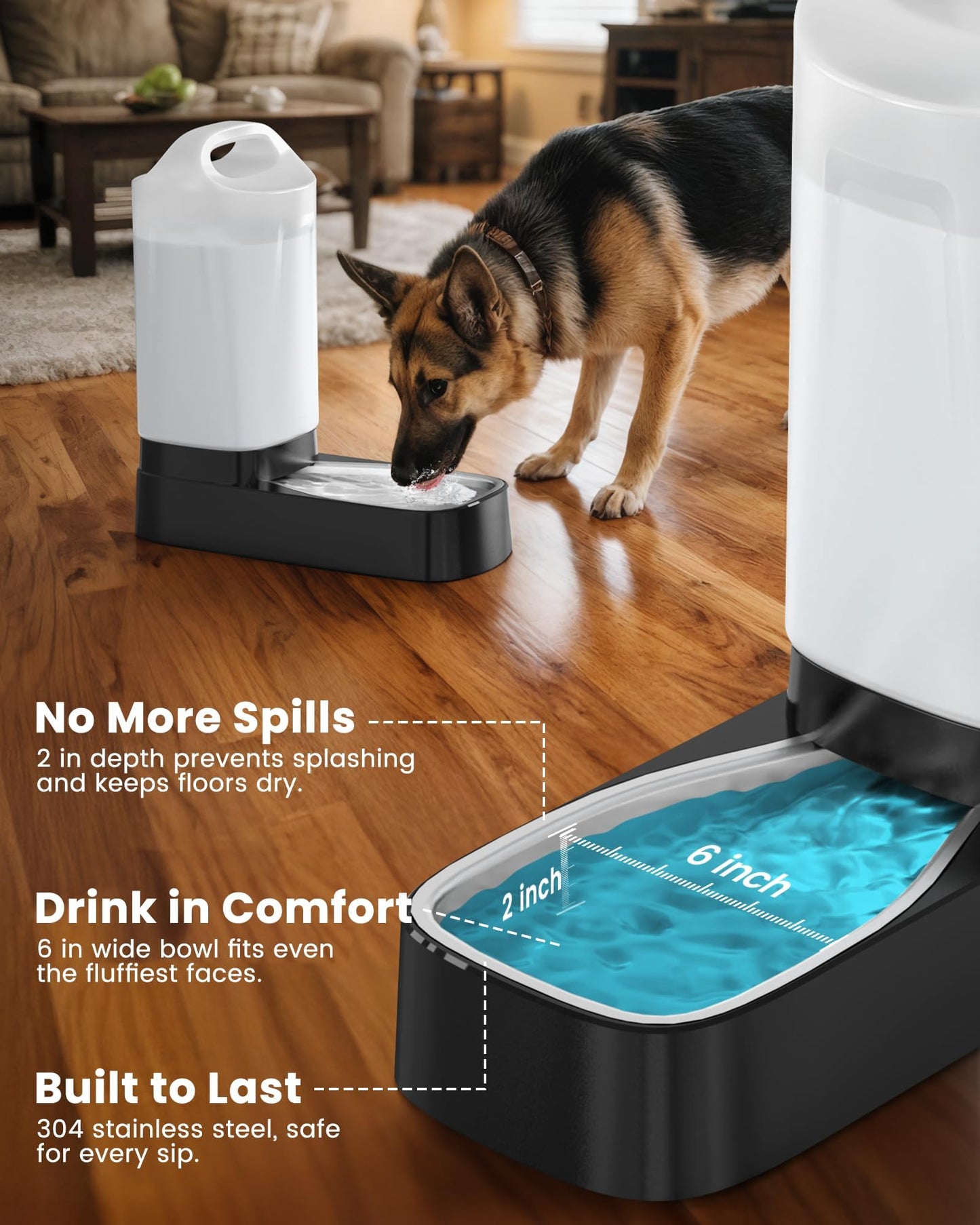 Automatic Dog Water Bowl Dispenser Stainless Steel Gravity Pet Bowl