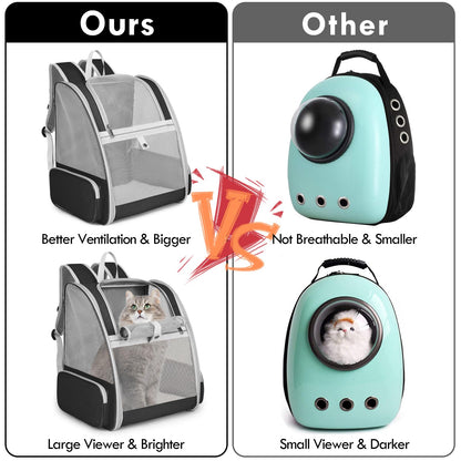 Cat Backpack Carrier, Pet Carrier Backpack with Kitten Wand Carrier