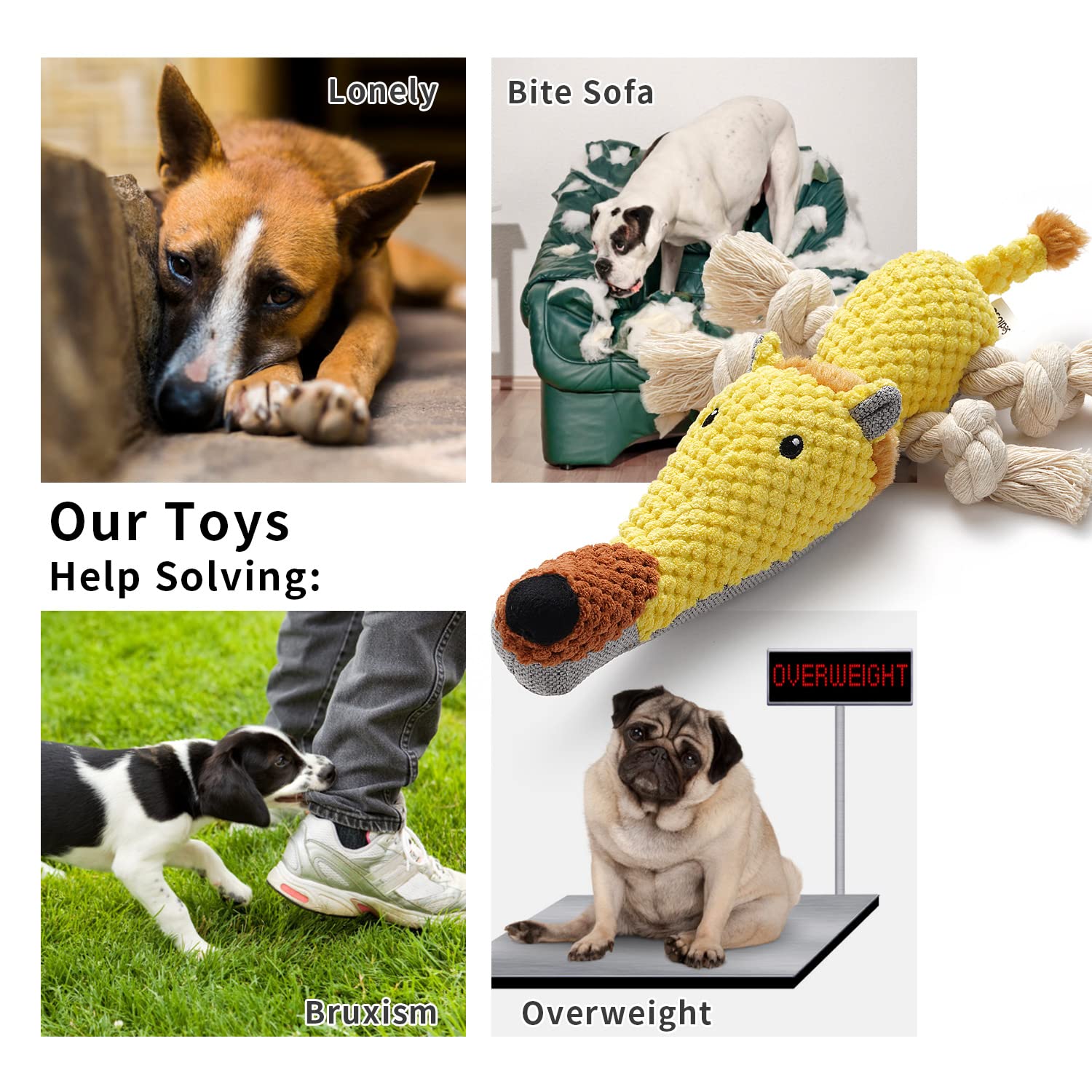 Sedioso Dog Toys, Dog Plush Toy for Large Breed, Cute Squeaky Dogs Toy