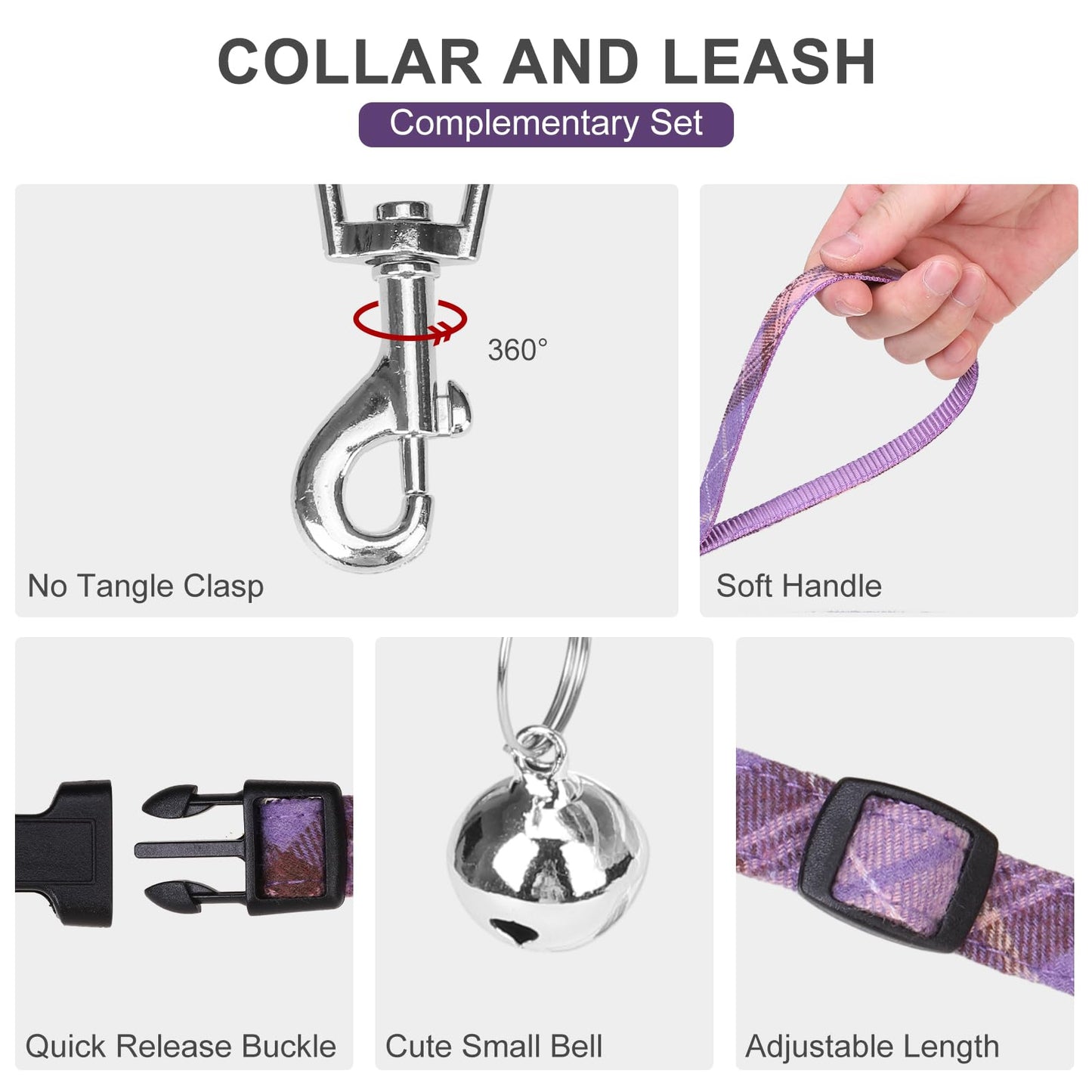 EXPAWLORER Classic Plaid Step-in Dog Harness with Adjustable Collar