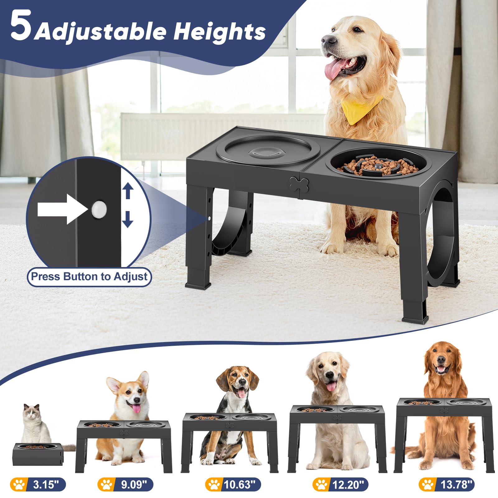 XIAZ Elevated Dog Bowls Large Breed Raised Dogs Bowl Stand Bowl