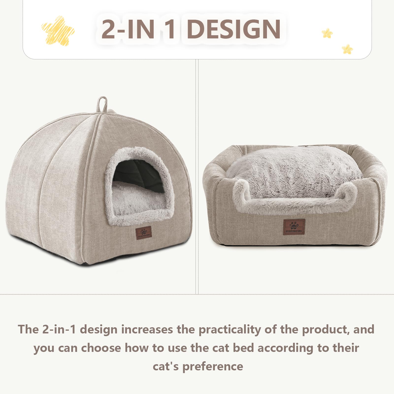 WINDRACING Cat Bed for Indoor Cats Cat Cave Cat House Cats Tent Bed