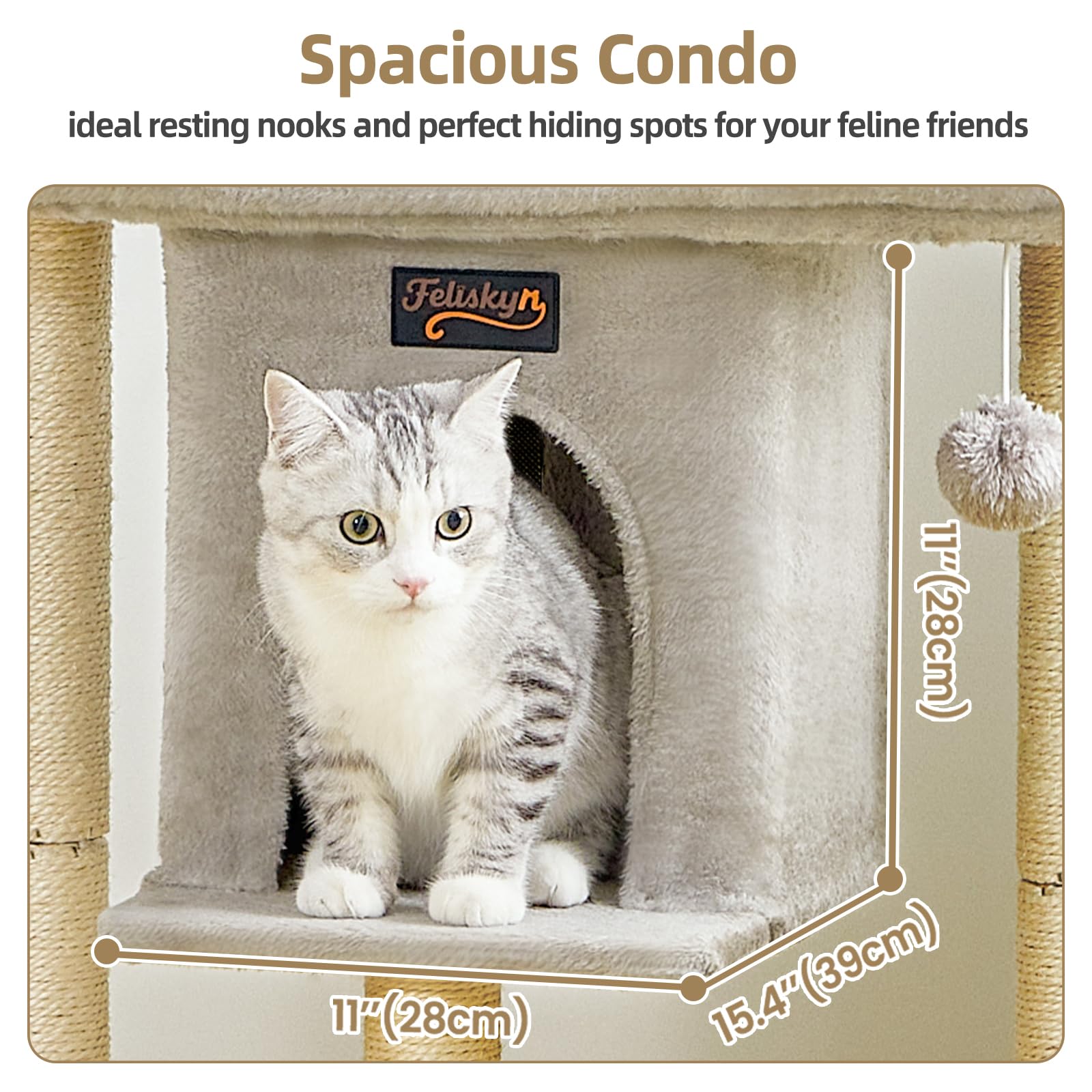 Cat Tree Tower Scratching Post for Indoor Large Cats, Small Cat Bed