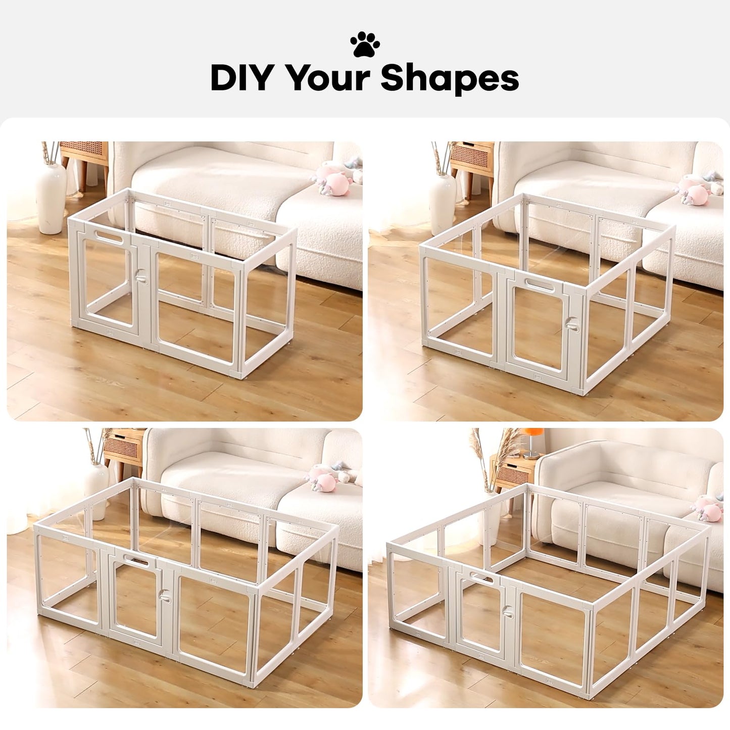 Clear Acrylic Dog Playpen Indoor, Puppy Cat Small Pet Play Pen, Crate