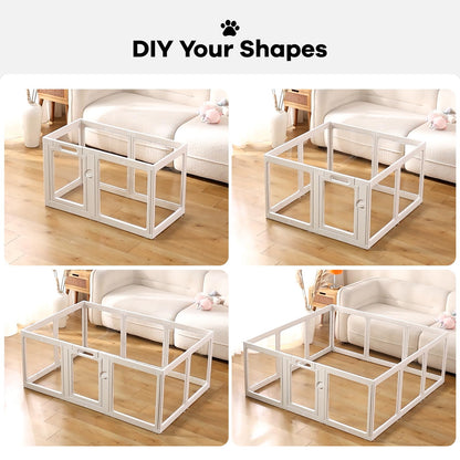 Clear Acrylic Dog Playpen Indoor, Puppy Cat Small Pet Play Pen, Crate