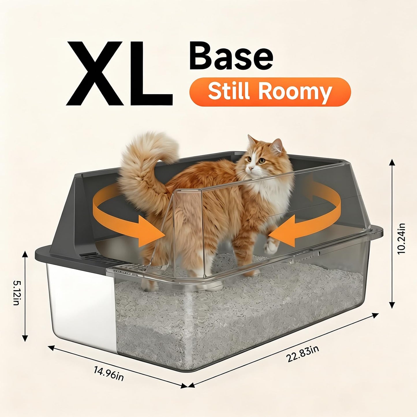 TEVILA Stainless Steel Litter Box with High Sides, XL High Sided Box