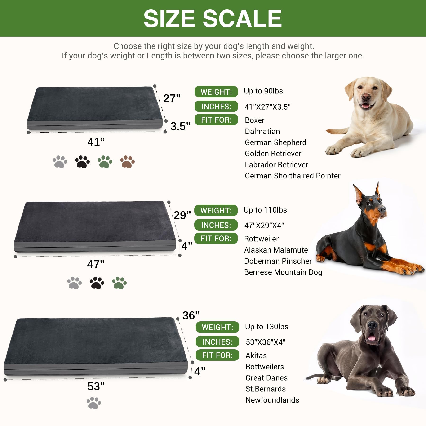 Outdoor Dog Beds Waterproof Washable, XXL Crate Pad Extra Large Bed