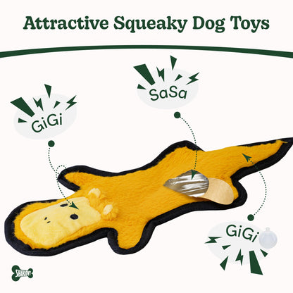 SHARLOVY No Stuffing Dog Toys Crinkle Squeaky, Long Lasting Plush