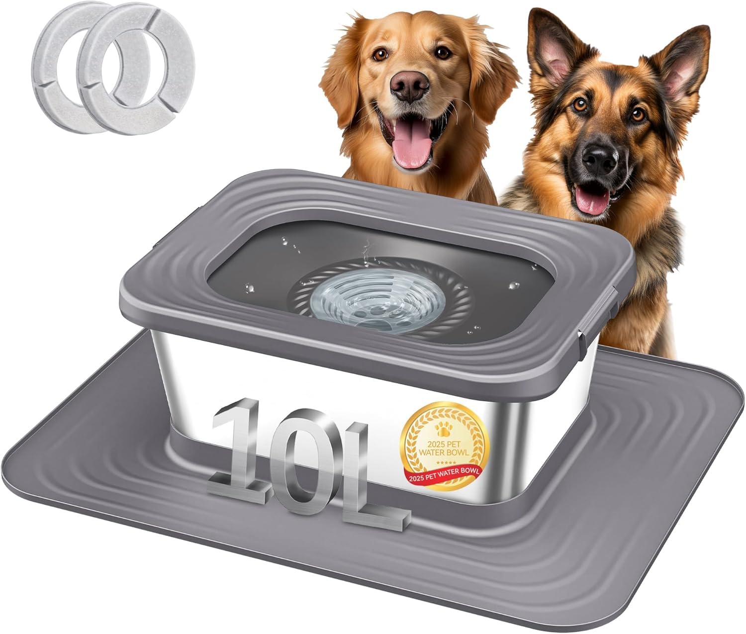 Decflow Stainless Steel Dog Water Bowl, No Spill Anti-Splash Dog Mat